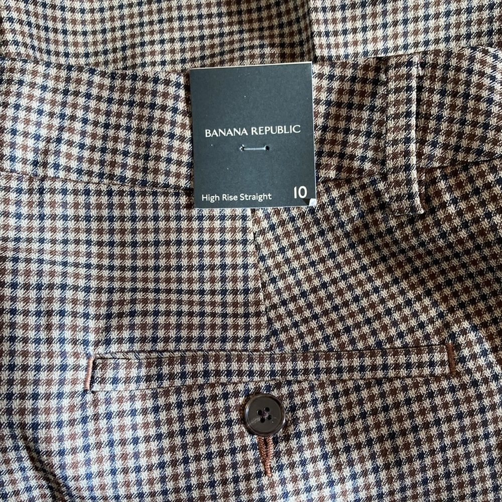 NWT Banana Republic Siena Straight Italian Wool Pant, Plaid, Sz. 10. - Picture 4 of 5